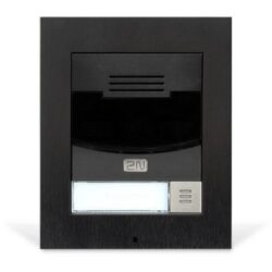 Interphone IP sans caméra encastrable noir, dimensions 107 x 130 x 28 mm