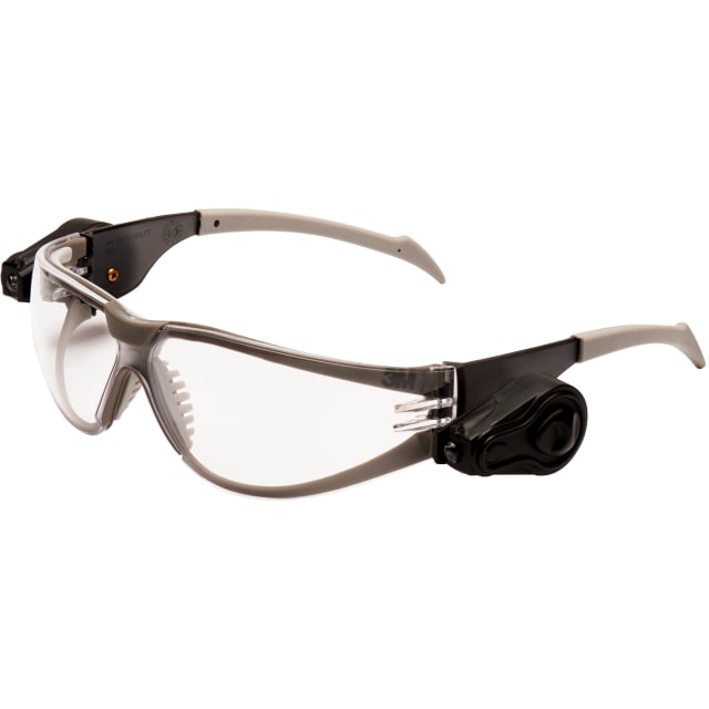 3M Lunettes de sécurité LED transparentes antibuée Lunettes de protection transparentes avec monture gris fumé et protections LED latérales antibuée