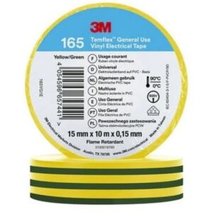 Ruban isolant électrique PVC jaune vert 15 mm x 10 m