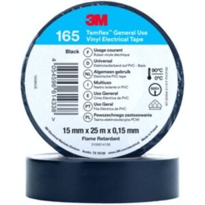 Ruban isolant vinyle noir 15 mm x 25 m pour raccordement et protection électrique