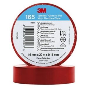 Ruban isolant PVC rouge 19 mm x 20 m, tenue électrique jusqu à 90°C, usage général