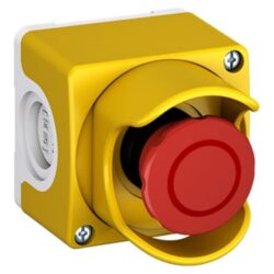 Détails visibles de Boîtier d'arrêt d'urgence à tirer gris avec collet pour Arrêts d’urgence
