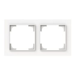 Cadre de finition double blanc mat avec deux ouvertures carrées pour appareillage électrique