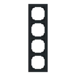 Cadre de finition noir mat pour quatre postes, format vertical, ouverture rectangulaire standard