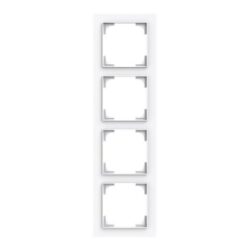 Cadre de finition blanc quatre postes avec ouverture rectangulaire verticale