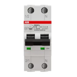 Détails visibles de Disjoncteur différentiel RCBO C16 10 mA DS201 L A10 pour Disjoncteurs différentiels