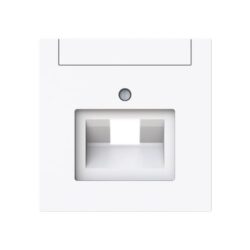 Plaque centrale blanche pour prise de données simple avec ouverture rectangulaire et voyant central