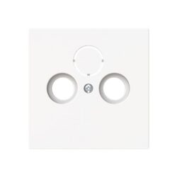 Plaque centrale blanche mat triple TV radio SAT avec trois ouvertures rondes