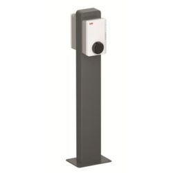 Socle métallique sur pied noir avec platine et support pour borne de recharge