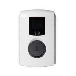Borne de recharge murale blanche avec prise Type 2 et lecteur RFID 22 kW