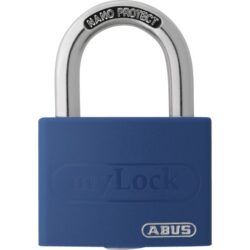 Détails visibles de Cadenas aluminium bleu à fermeture automatique 40 mm pour Cadenas