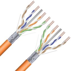 Câble réseau Cat 6A F/UTP double LSOH orange, configuration visible