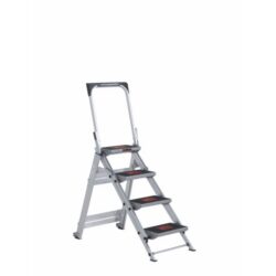 Détails visibles de Escabeau simple accès 4 marches hauteur 2,90 m pour Escabeaux