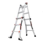 Échelle pliante télescopique en aluminium 4x3 marches avec articulations et verrous de sécurité
