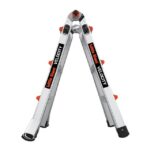 Échelle pliante télescopique aluminium 4x3 marches avec articulations orange et pieds antidérapants