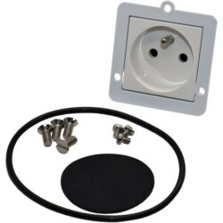 Prise 2P+T type E IP64 inox sécurité, finition acier inoxydable