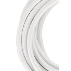 Câble textile blanc 3G0,75 mm² 3 m avec terre, gaine tressée blanche