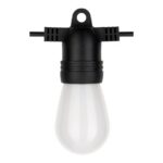 Douille noire étanche avec ampoule LED opale suspendue pour guirlande lumineuse extérieure IP44