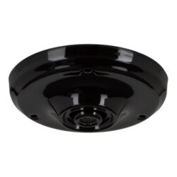 Détails visibles de Rosace plafond porcelaine noire avec serre-câble 100x33 mm pour Accessoires pour éclairage technique