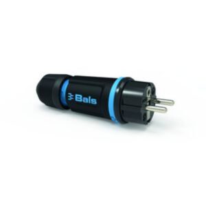 Prise mâle CEE 16A 2P+T 250V IP54 bleu avec broches rondes et bague de serrage