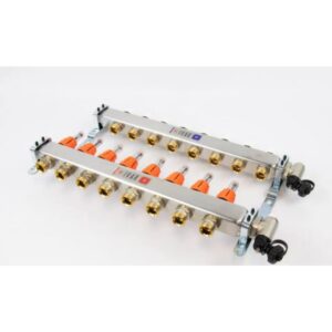 Collecteur inox prémonté 8 circuits avec débitmètres et vannes de réglage pour chauffage