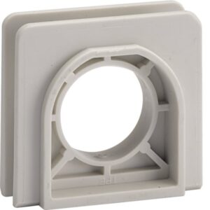 Connecteur de boîtes gris pour installation murale avec ouverture circulaire centrale