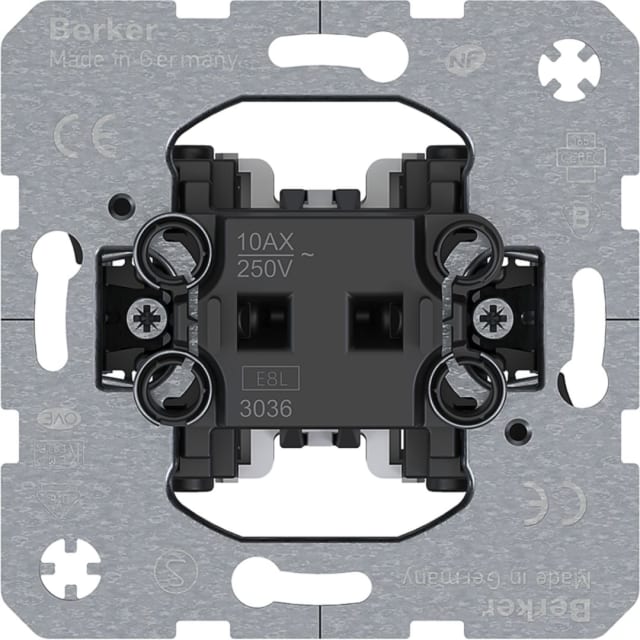 BERKER S K Q R Interrupteur va-et-vient 3036 Mécanisme encastrable 10AX 250V 3036 avec bornes à vis et support métallique