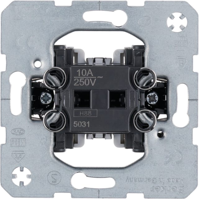 BERKER S K Q R Poussoir électrique 5031 Poussoir électrique contact normalement ouvert 10A 250V avec cadre métallique de fixation