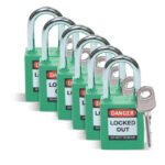 BRADY - 38 mm Cadenas de sécurité Vert - clés uniques 6 PK - 051345