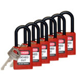 BRADY - 38mm SAFETY PADLOCK RED KD6 (6 PACK) - 813594