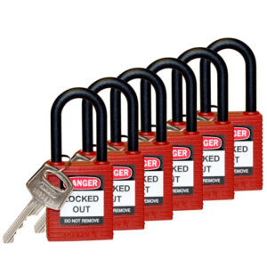 BRADY - 38mm SAFETY PADLOCK RED KD6 (6 PACK) - 813594