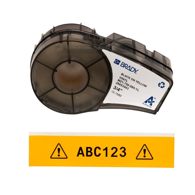 BRADY - BMP21 cartridge B595 19mm vinyl noir sur jaune brillant - 142811 BRADY - BMP21 cartridge B595 19mm vinyl noir sur jaune brillant - 142811
