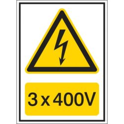 Panneau danger haute tension triangle jaune noir 3 x 400 V