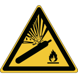 Panneau danger bouteille pressurisée ISO, finition multicolore