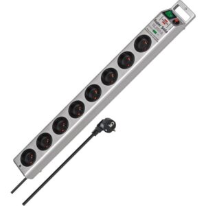 Multiprise aluminium 8 prises avec interrupteur et câble 2,5 m H05VVF3G1,5