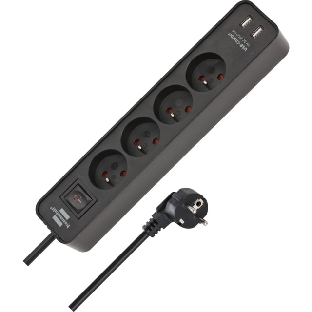 Multiprise 4 prises avec USB 1,5 m noir 1153244006 – Image 1