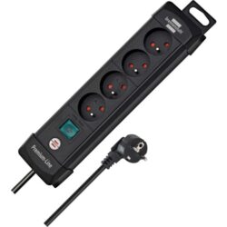 Multiprise 4 prises avec interrupteur 1,8 m noir, configuration visible