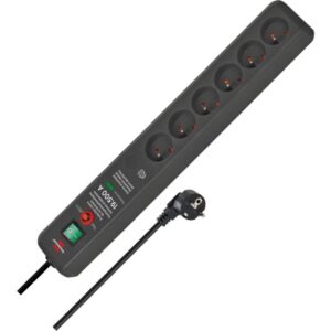 Multiprise parasurtenseur noire 8 prises avec interrupteur et cordon d alimentation