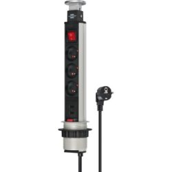 Détails visibles de Bloc multiprise escamotable 3 prises USB interrupteur pour Multiprises