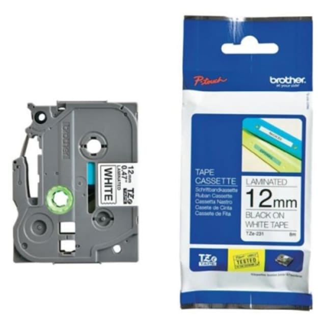 BROTHER - Cassette 12mm noir-blanc - TZE231 BROTHER - Cassette 12mm noir-blanc - TZE231