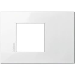 Plaque de finition blanche 2 modules avec ouverture carrée décentrée
