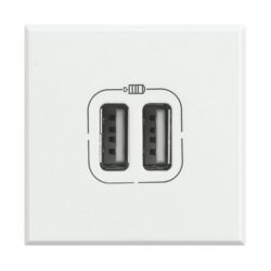 Chargeur USB C double port 3A blanc intégré à 2 modules