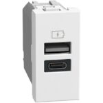 BTICINO - LightN chargeur USB-A+C 15W 1 mod - blanc - YW4191AC