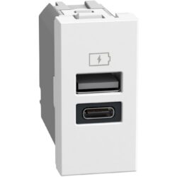 BTICINO - LightN chargeur USB-A+C 15W 1 mod - blanc - YW4191AC