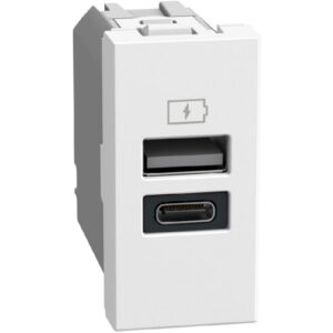 BTICINO - LightN chargeur USB-A+C 15W 1 mod - blanc - YW4191AC