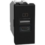 BTICINO - LightN chargeur USB-A+C 15W 1 mod - noir - YD4191AC