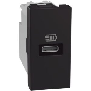 BTICINO - LightN chargeur USB-C 20W Pdel 1 mod - noir - YD4192C