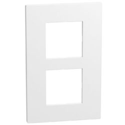 Détails visibles de Plaque double verticale 2x2 modules 57 mm blanc pour Plaques doubles