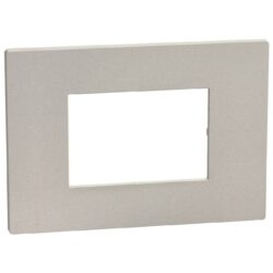 Plaque de finition 3 modules sable stone avec ouverture centrale rectangulaire