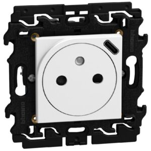 BTICINO - LightN prise 2P+T+USB-C intég. 2 mod - blanc - YW4142USB